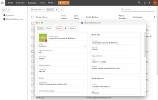 Keep track of personal and business contacts. Includes GAL support, attachments, can be shared and synced to mobile and desktop clients, offers categories, and much more.