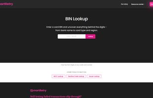 Binlookup page on the SmartRetry website