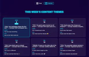 weekly calander with theme, hooks and CTAs.
