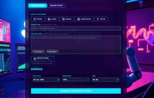 UI requires the users to provide the url or information. the users can also provide high quality images of products, services, behind the scene etc for better looking posts