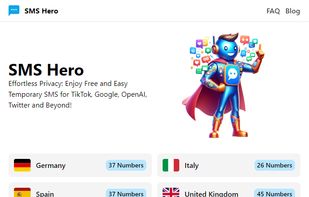 Landing Page. Choose a number from multiple countries.