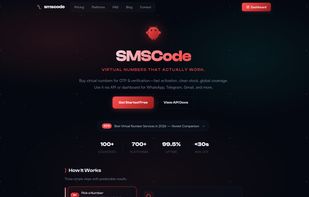 SMSCode homepage — virtual number SMS verification service