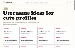 SnakeBaby username ideas page with aesthetic handle suggestions for profiles and display names.