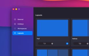 Instant layout presets, one shortcut arranges all open windows into halves, thirds, or full screen