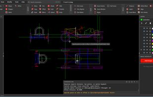 Editing a 1920s Ford Model T chassis drawing — multiple layers (chassis, body, drivetrain, seats), OFFSET command active. SnapCAD opens real-world DWG files with full layer fidelity.
