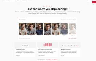 Connect a channel and set your posting times: new uploads are clipped and the clips go out on their own.