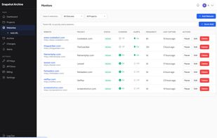 Monitor management — track multiple websites with scheduled snapshots