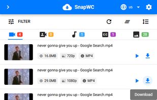 SnapWc browser extension media sniffer test