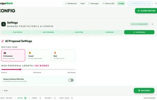 AI Proposal Settings — configure tone, filters, and proposal generation preferences
