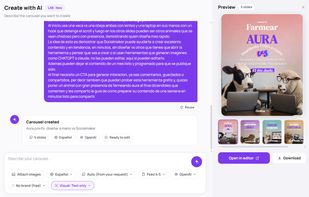 AI carousel generator with editable slides