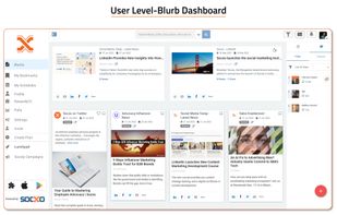 View your pinned and all other contents in a single view from the dashboard. Share content across your social media platforms with ease. The Socxo user dashboard is updated in real-time to reflect the latest user activity.