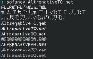 Example: Usage of sofancy to generate alternatives to the text "AlternativeTo.net" inside a terminal emulator