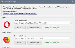 SoftPerfect Cache Relocator screenshot 1