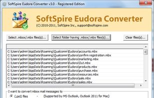 SoftSpire Eudora Converter screenshot 1