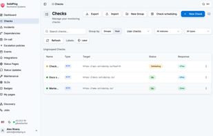 List of checks with their status