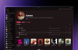 SONE: Artist page with biography, top tracks, and full discography