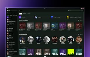 SONE: Personalized home with radio stations, favorite artists, and a responsive card grid