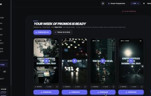 A week of promos from one song: seven vertical lyric videos with the hooks found and the words synced, ready to download or schedule.