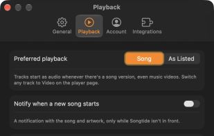 Playback settings with the 10-band equalizer