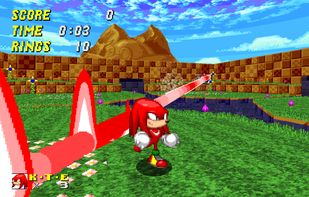 Knuckles narrowly dodges Eggman’s laser!
Screenshot by Chicmunk