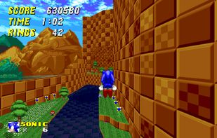Sonic soars over the river!
Screenshot by Appleblurt