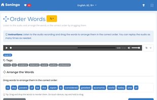 Order Words exercise