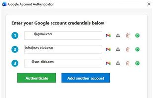 You can add as many as 10 Google accounts and decide for each account if the file is going to be sent as a mail attachment, uploaded to Google Drive or both. The same applies to Office365 which works in the same manner for maximum redundancy