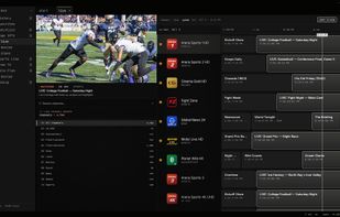 Live TV with a full program guide. Click a channel and it plays right in the guide.