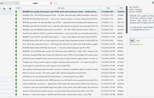 Git repository history with branching graph in light theme