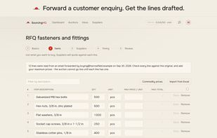 Forward a customer enquiry and the line items are drafted for you to check.