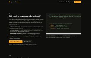 The API returns the inbox as JSON, so an automated test can read a verification email without a human.
