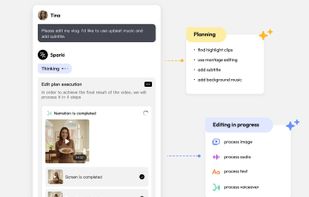 Conversation-driven AI video editor that turns text instructions into finished videos.