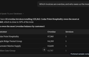 Asked inside Claude: STYD finds the overdue invoices and who owes the most, computed from the company's own data.