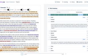 The improved version: the same pitch restructured into a complete investor flow, with elements missing from the original marked.