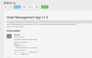 Software Requirements Specification in View mode