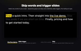 Illustration: mark words to skip and underline words that trigger the next slide.