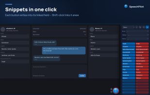 Saved text blocks inserted into the reply field with one click