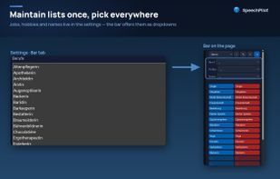 Side bar with profile notes: one click fills the field, no scrolling back through the chat