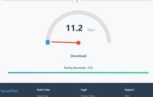 running an internet speed-test on the website 