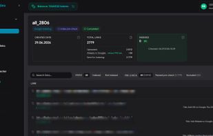 Task report with free pre-check: already-indexed links are excluded and their tokens refunded automatically.