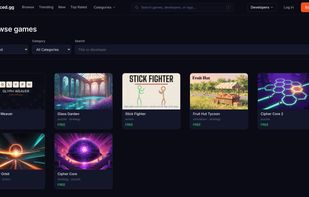 Browsing the catalog. Every game runs in the browser, with no download or launcher.