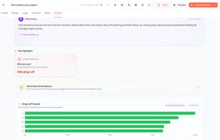 AI insights, recommendations and drop-off analysis