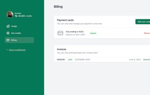 Users can manage their billing details and see/download their invoices