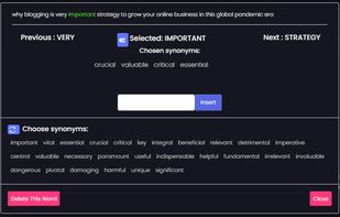 Choose synonyms or alternative words