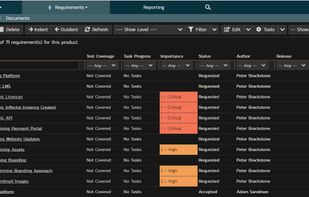 SpiraTest - Requirements view ( dark mode)