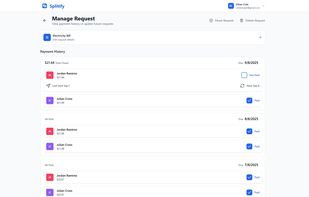 View payment history for your requests or edit the request.
