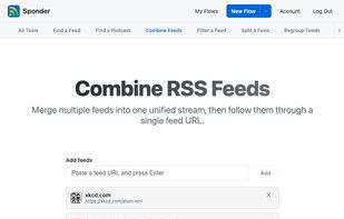 Combine multiple RSS feeds into one, then transform the merged stream.