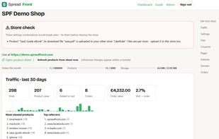 Merchant dashboard for setting up your online shop and tracking orders 