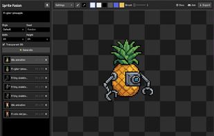 A pixel art of a cyber-pineapple in the Sprite Fusion AI Pixel Art Generator