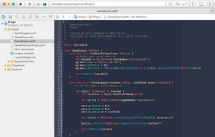 Programming done in the Swift programming language
